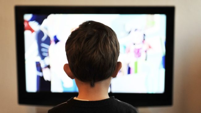 Shouting at the TV Kid watching TV